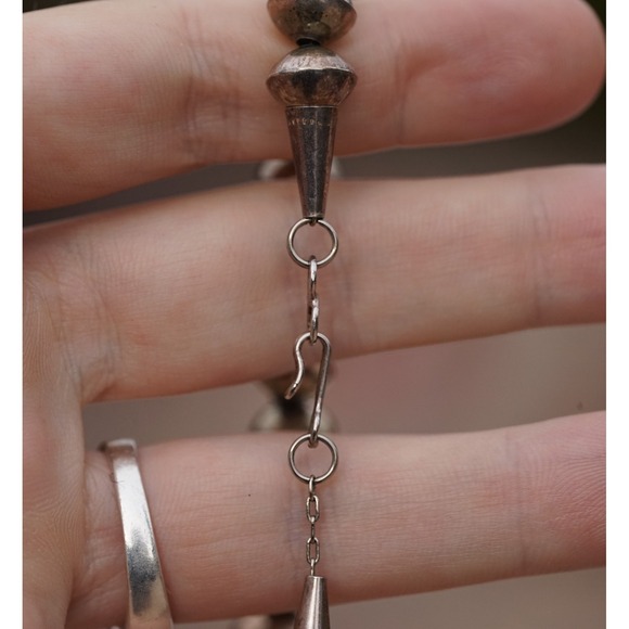 Heavy 108g Indian Sterling Silver Navajo Pearls Necklace Hand Stamped Graduated - Picture 11 of 12